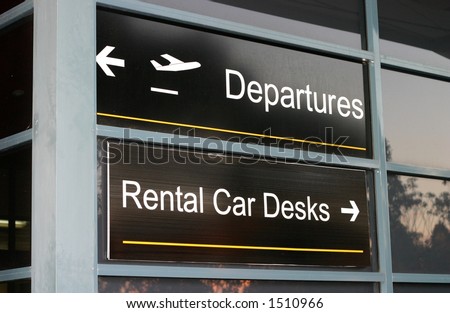 airport signs - departures and rental cars