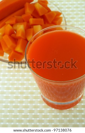 Papaya juice and papaya slices.