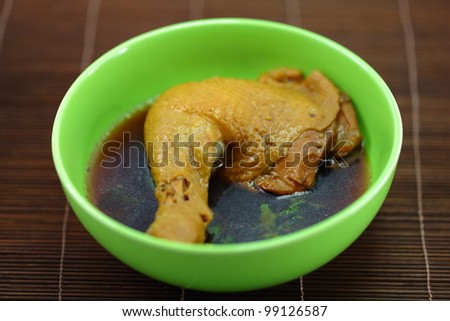Chinese food Chicken leg stewed in broth.