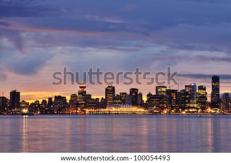 Downtown Vancouver Stormy Winter Sunset, British Columbia