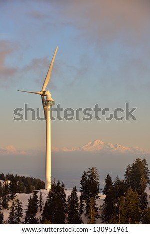 The Eye of the Wind on Grouse Mountain, Mt Baker in background