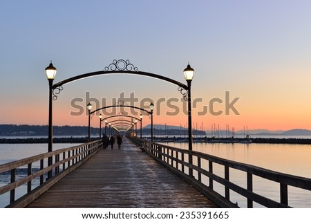 City of White Rock Pier at sunset, British Columbia