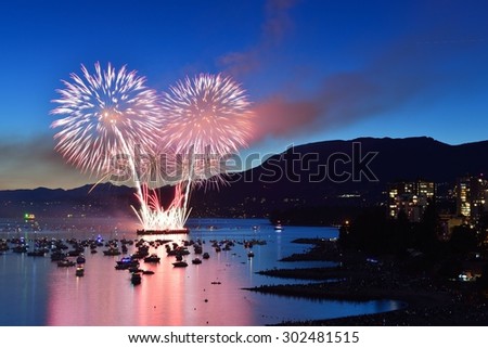 Celebration of Lights, fireworks display at English Bay, Vancouver, BC