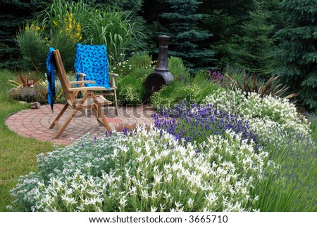 lavender garden with garden chairs