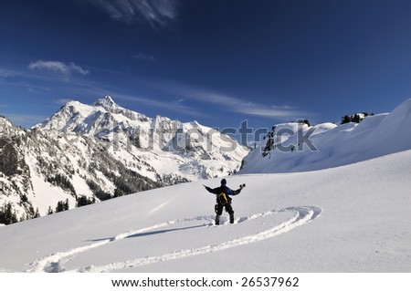 Snowshoeing man in Mt Baker - Snoqualmie National Forest