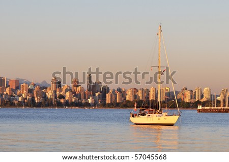 Downtown Vancouver at sunset, viewed from Spanish Bay