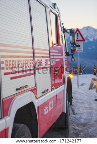 Salzburg , December 30.2013. fire and rescue service in the Austrian Alps.  December 30, 2013 in Salzburg Gaisberg