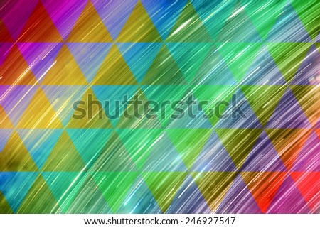 light motion rays with rainbow reflections and a transparent triangular pattern