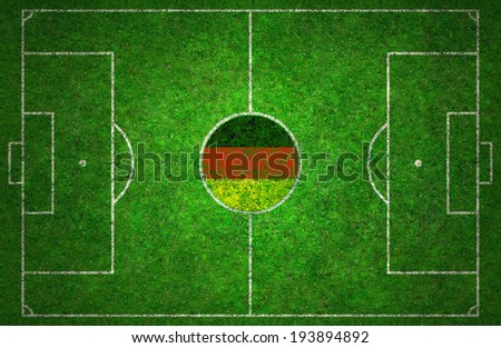 Football pitch with Germany flag.
