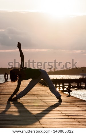 Yoga practice during sunset