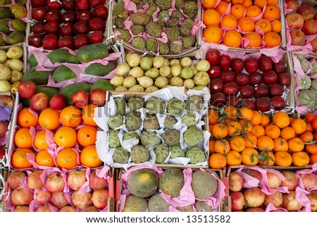 fruit counter on the east bazaar in egypt