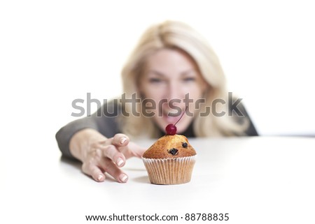 Woman about to eat cake