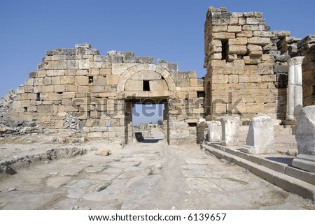 ruins of ancient town Hierapolis in Turkey