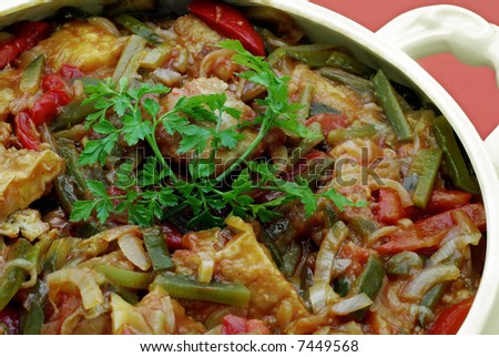 plate of tasty fish with vegetable dish