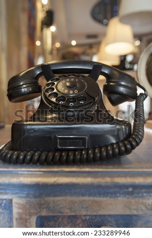 old phone in restaurant interior
