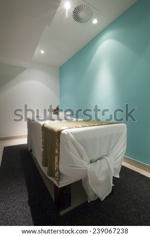 massage table in hotel spa interior