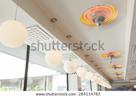 ceiling fans in american diner restaurant