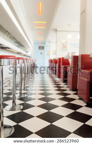 kitchen in a american diner restaurant blur