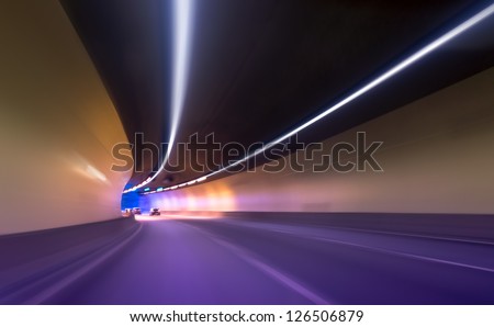 Night driving-motion blur tunnel light