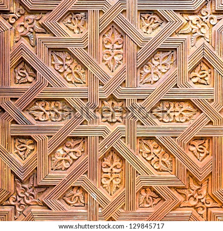 Wood carving of geometry pattern