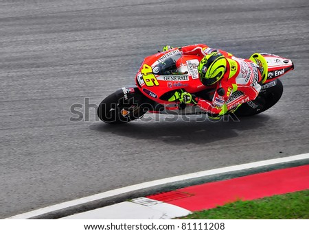 SE PANG, MALAYSIA - FEBRUARY 3: Valentino Rossi from Du cati Team Motor GP Team during Motor GP Pre Season Test Day 3 on February 3, 2011 at Se pang International Circuit, Malaysia
