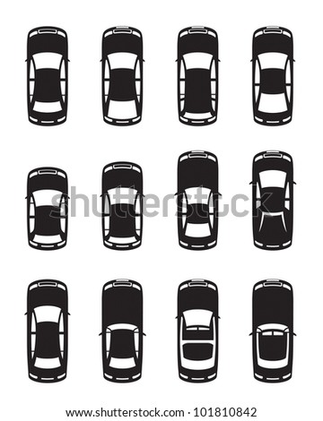 Different Cars Seen From Above - Vector Illustration - 101810842