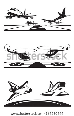 Air transportation set - vector illustration