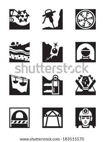 Mining and quarrying industry icon set vector illustration Mining and quarrying industry icon set vector illustration