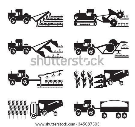 Crop growing and harvesting of agriculture - vector illustration
