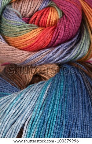 Ball of a color wool yarn for needlework