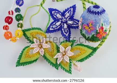 Ornaments from beads, it always manual work