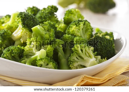 Steamed Broccoli In A Bowl Close Up
