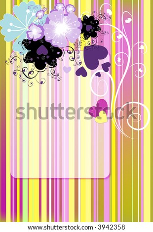 frame for text  with retro flowers, lined pattern and ornaments
