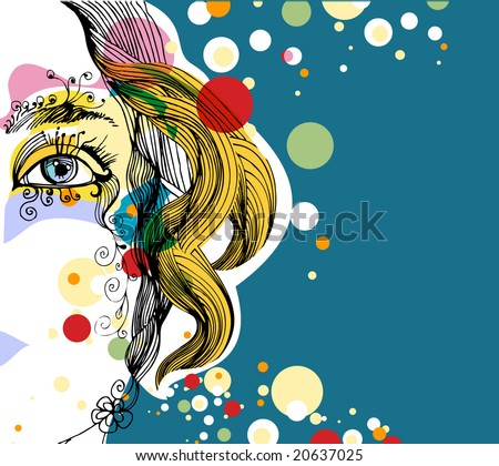 stock vector : abstract background with woman portrait