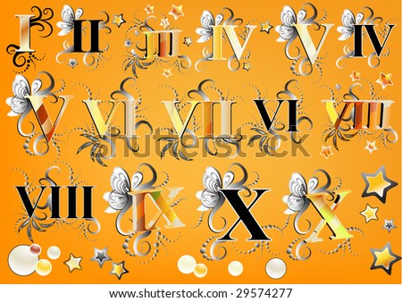 stock vector vector roman numeral set