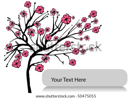 cherry blossom branch drawing. stock vector : Cherry Blossom