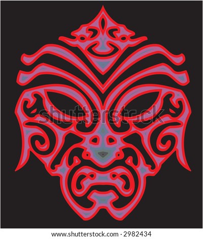 Trible Tattoo mask. accent. antique