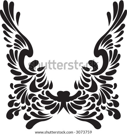 stock vector tattoo wing design