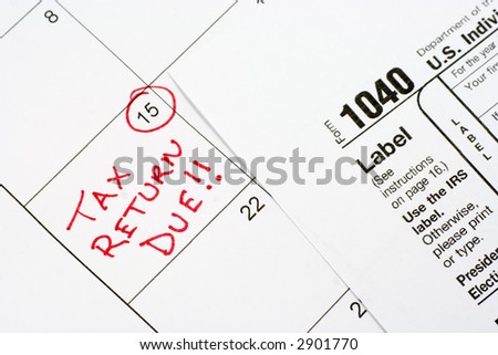 1040 US Federal Tax Form with Calendar Reminder