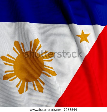 stock photo Close up of the Filipino flag square image