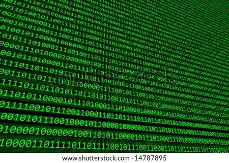  background of binary code illuminated on a green computer screen