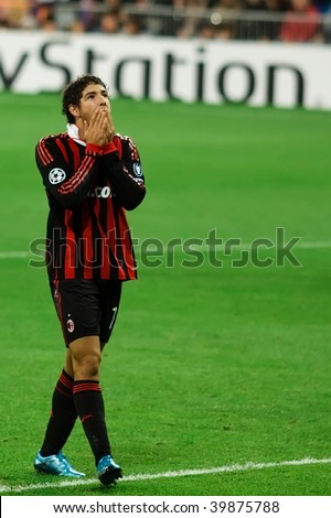 MADRID - OCT 21: AC Milan\'s Brazilian striker Alexandre Pato ponders a missed opportunity during Milan\'s 3-2 victory over Real Madrid in the Champions League October 21, 2009 in Madrid, Spain.