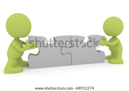 Illustration Of Two People Putting Together Puzzle Pieces. Part Of My 