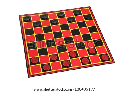 Checkers game board cutout on white background