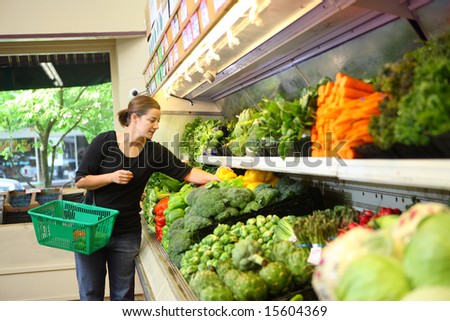 Woman shopping in produce section