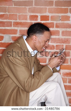 Man looking at cell phone