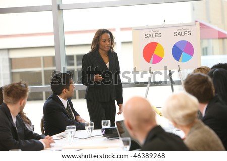 Business woman giving presentation