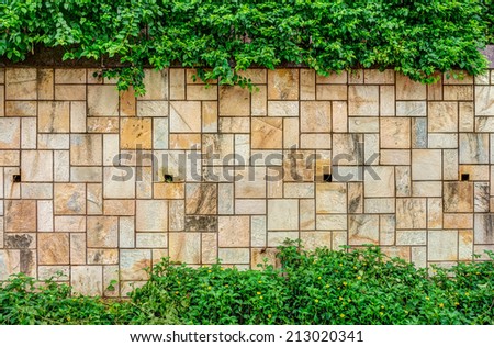 The stone fence in a garden