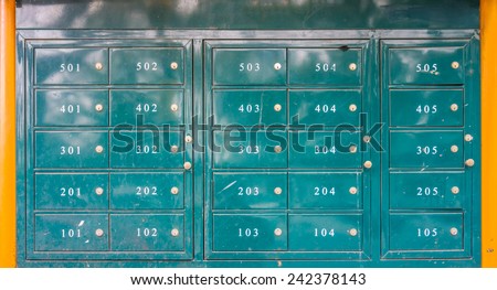 Green outdoor metal lockers
