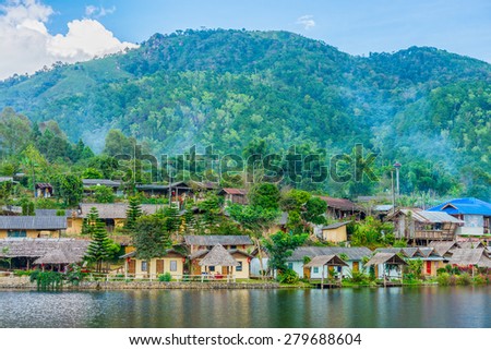 Landscape view of landmark of Rak Thai Village in Mae Hong Son province, Northern Thailand. Local people are Chinese Yunnan.
